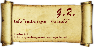 Günsberger Rezső névjegykártya